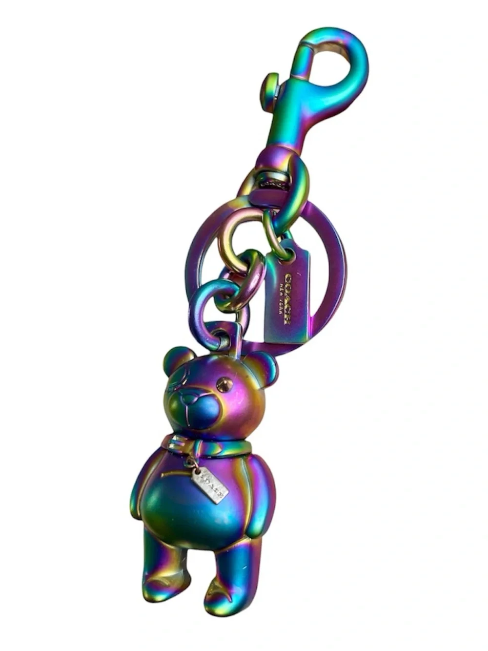 Coach Iridescent Rainbow Teddy Bear Keyring - Picture 3 of 7